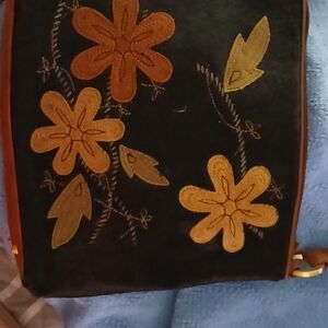 Preston & York Black and Brown Floral Crossbody Bag